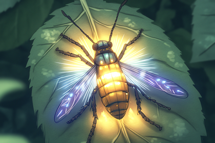 Glowing Winged Insect On Leaf