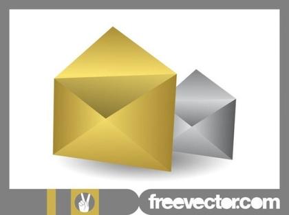 Gold and Silver Envelopes Free Vector