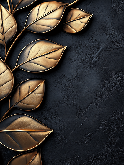 Gold Leaf Design On Dark Background