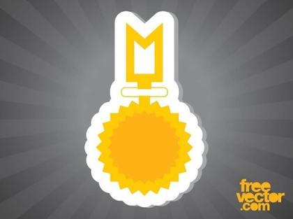 Gold Medal Sticker Free Vector