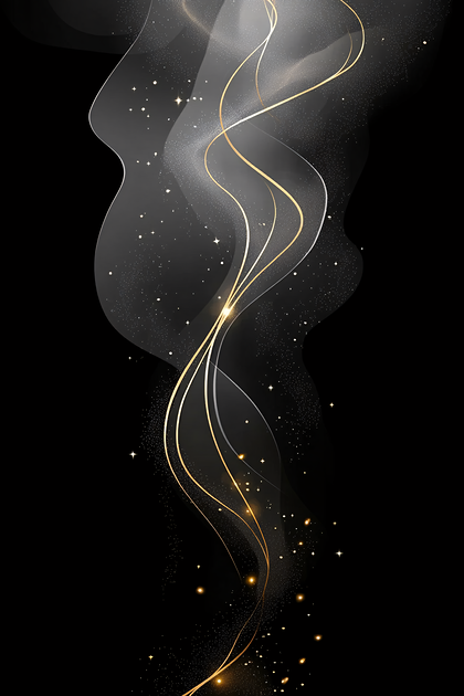 Golden Abstract Wave with Glitter Stars