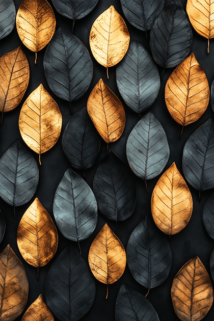 Golden And Dark Leaves Pattern