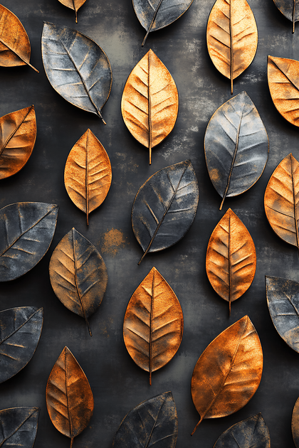 Golden And Dark Leaves Pattern