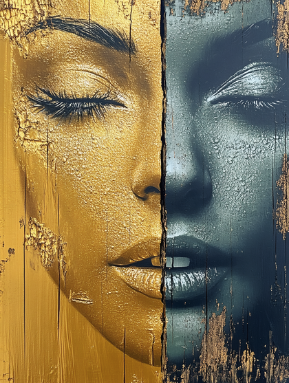 Golden And Gray Beauty Portrait