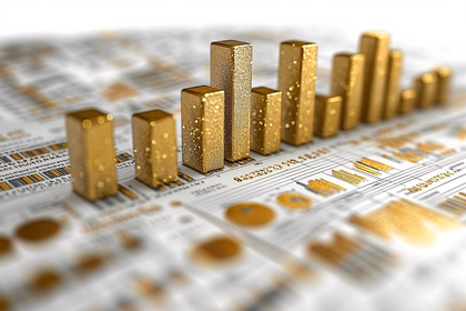 Golden Bar Chart On Data Sheet