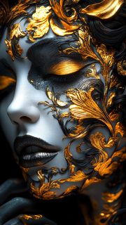 Golden Baroque Face Art