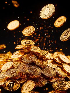 Golden Bitcoin Coin Pile