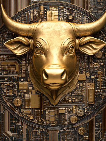 Golden Bull On Circuit Board