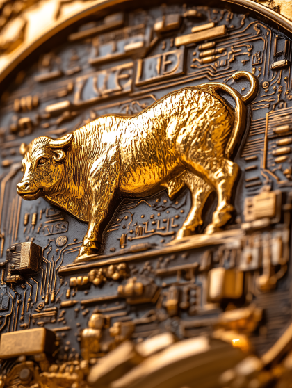 Golden Bull On Circuit Board