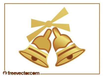 Golden Christmas Bells Free Vector