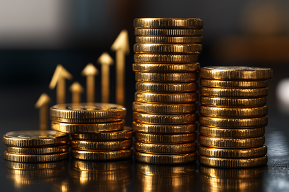 Golden Coin Stacks and Upward Arrows