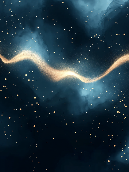 Golden Cosmic Stream On Dark Blue Sky