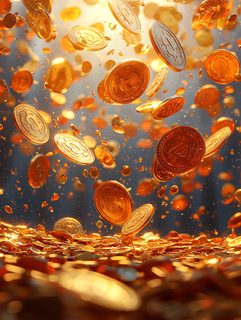 Golden Crypto Coin Rain