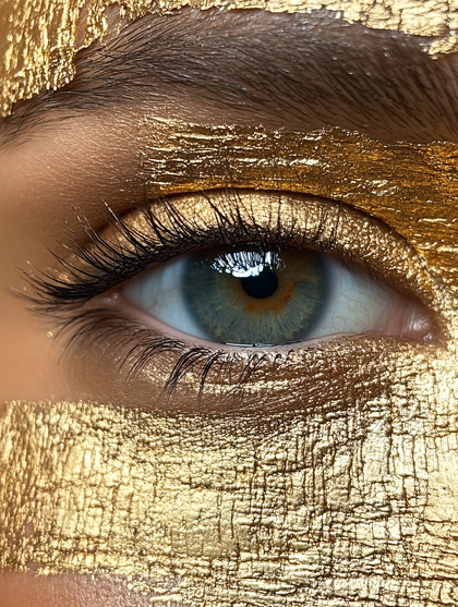 Golden Eye Makeup Close Up