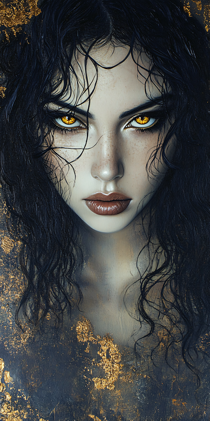 Golden Eyed Woman With Dark Hair