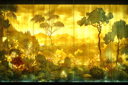 Golden Forest Landscape Painting