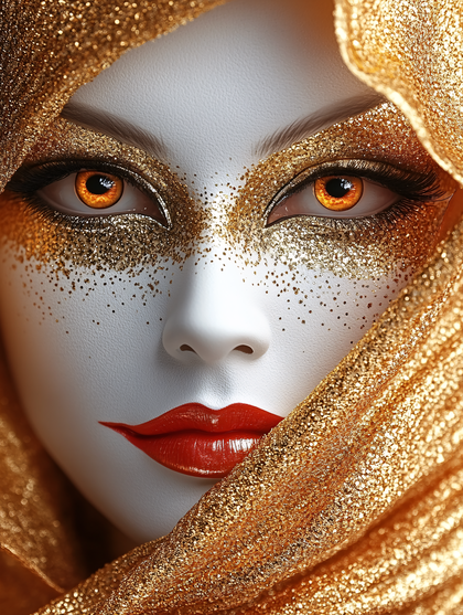 Golden Glitter Face With Veil