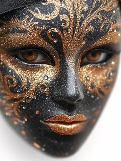 Golden Glitter Venetian Mask
