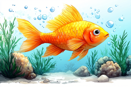 Golden Goldfish in Aquarium