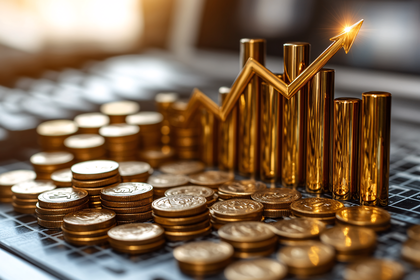 Golden Growth Chart with Coins