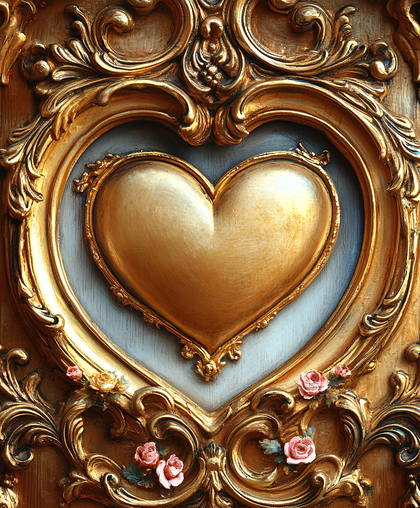 Golden Heart in Ornate Frame