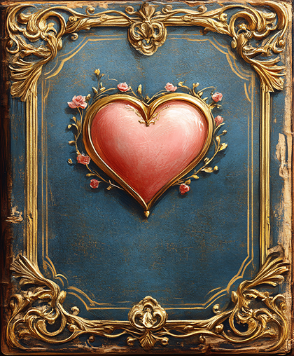 Golden Heart on Blue