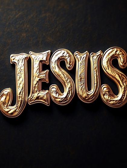 Golden Jesus Text on Dark Background