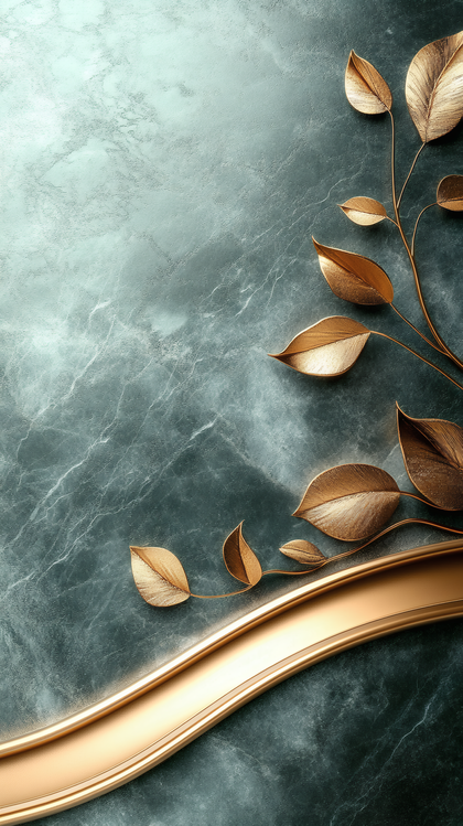 Golden Leaves on Marble