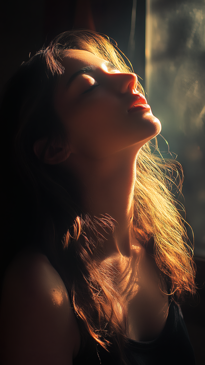 Golden Light on Serene Woman