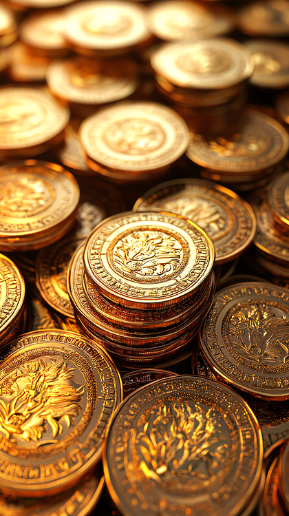 Golden Lion Coins Stack