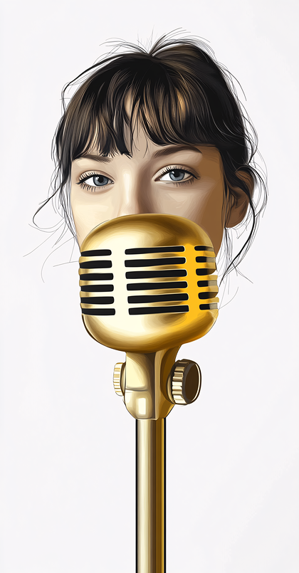 Golden Microphone Portrait