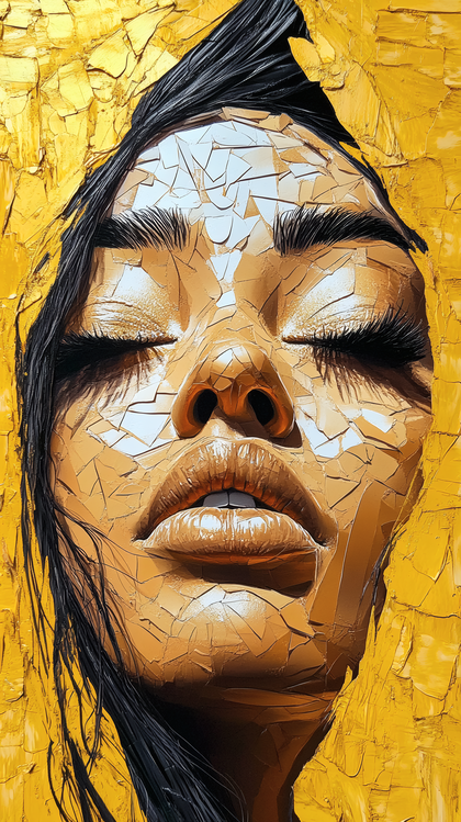 Golden Mosaic Woman Portrait