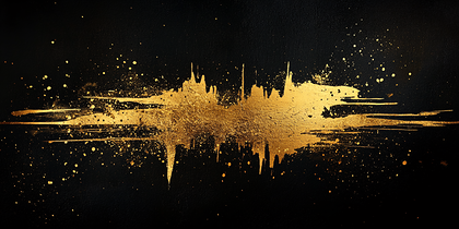 Golden Paint Splash On Black