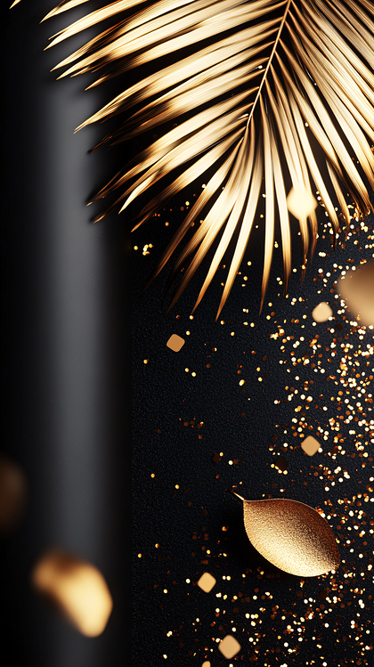Golden Palm Leaf Still Life