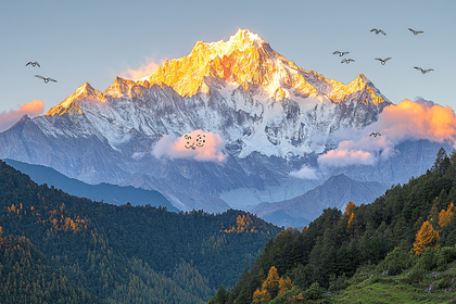 Golden Peaks Mountain Scene