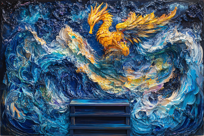 Golden Phoenix Rising From the Sea