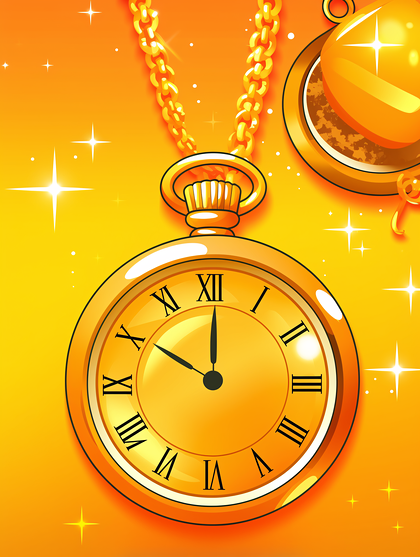 Golden Pocket Watch Illustration
