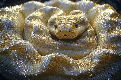 Golden Python Coiled