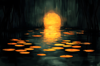 Golden Reflection in Dark Water