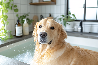 Golden Retriever Bath Time