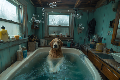 Golden Retriever Bath Time