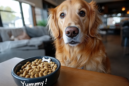 Golden Retriever Waiting For Food