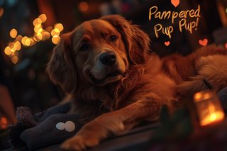 Golden Retriever With Bokeh Lights