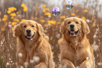 Golden Retrievers and Bubbles
