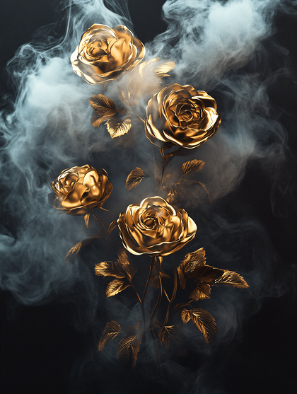 Golden Roses in Smoke