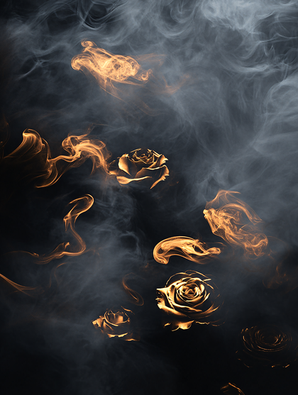 Golden Roses in Smoke