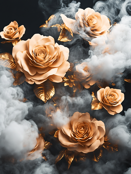 Golden Roses In Smoke