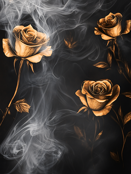 Golden Roses in Smoky Elegance