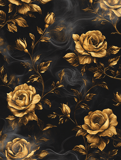 Golden Roses On Black