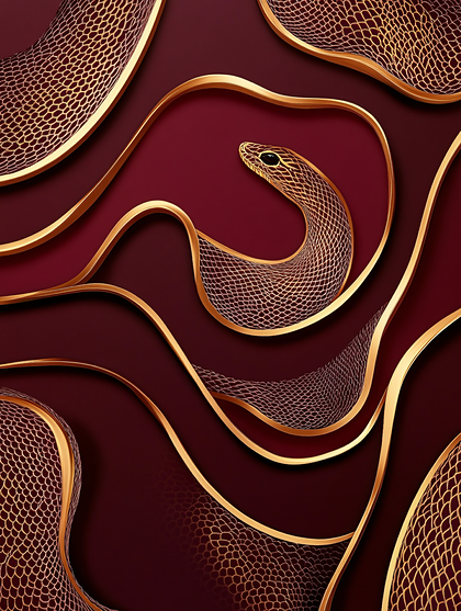 Golden Snake on Burgundy